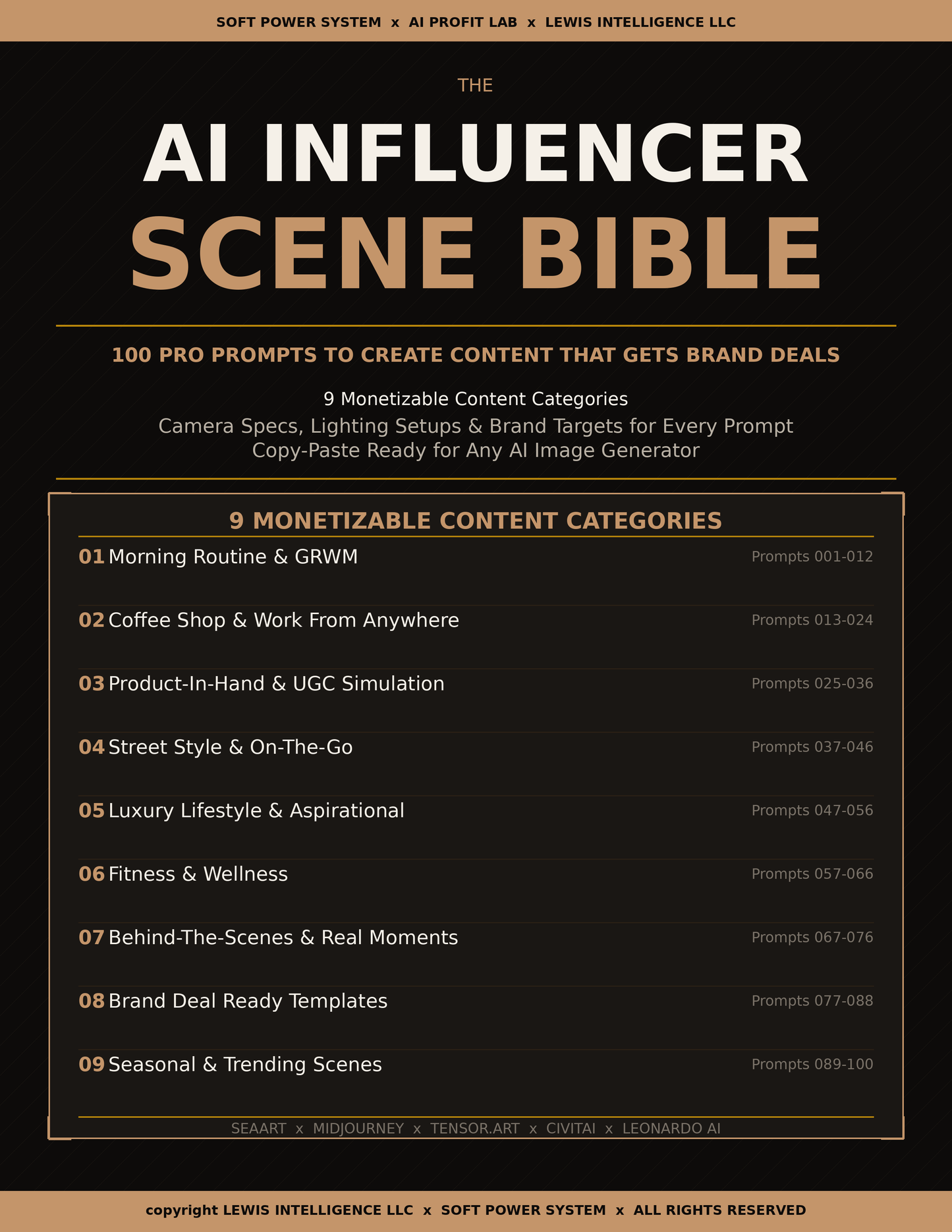 The AI Influencer Scene Bible — 100 Pro Prompts to Create Content That Gets Brand Deals